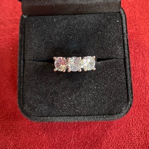 3 ctw Moissanite Diamond on Sterling Silver Ring with 14k white gold plate